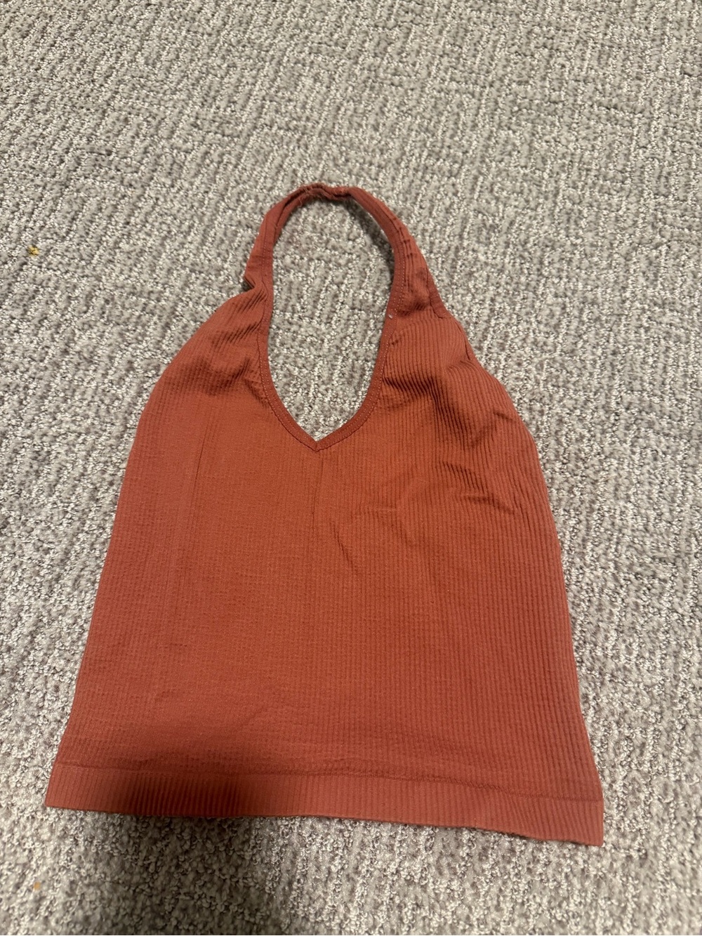Salmon Pink Urban Outfitters ribbed halter crop top Size M #halter #ribbed